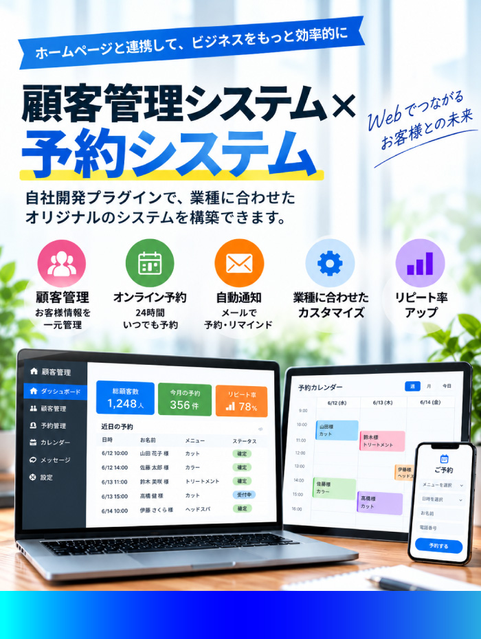 ホームページ予約システムと顧客管理システム